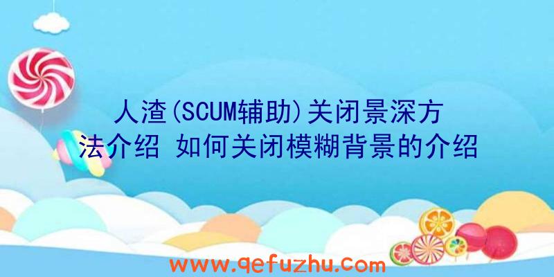 人渣(SCUM辅助)关闭景深方法介绍